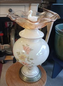 Carnival glass birdbath -$75