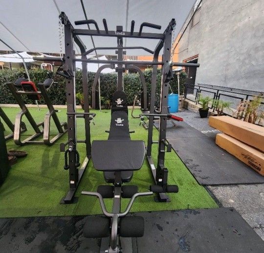 Vesta Smith Machine 1001 | Adj Bench W/ Leg Developer And Preacher Station |Gym Equipment | Fitness | Pulleys|🔴WEIGHTS AND BARBELL SOLD SEPARATELY 🔴