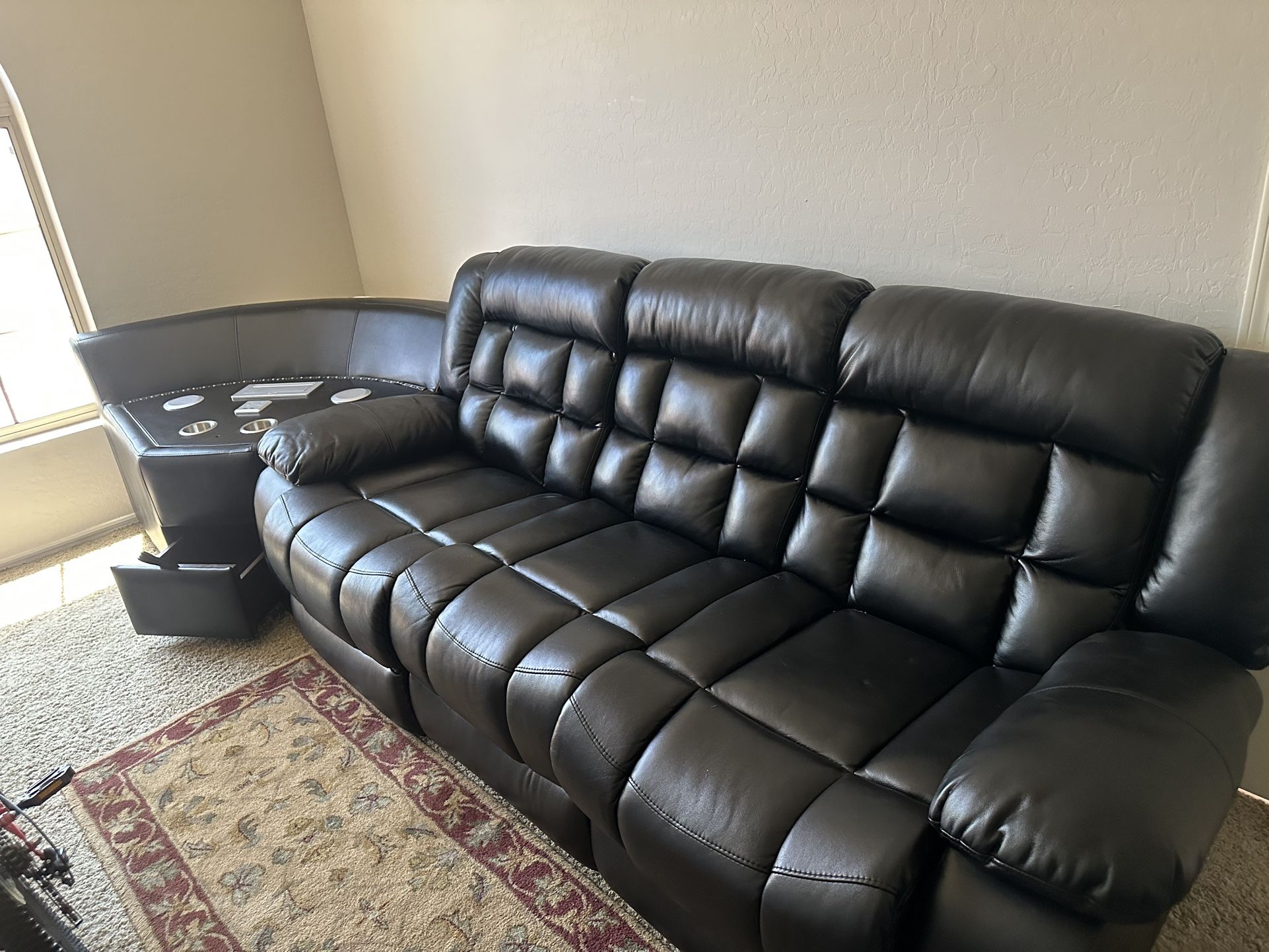 Black Leather Couch With Bluetooth