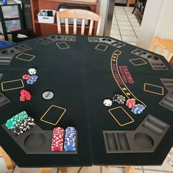 Ino Design 48" 8-Player Folding Texas Holdem Octagon Poker Tabletop Portable Layout Casino Game Mat 