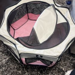 Small Dog Playpen Pink & Grey