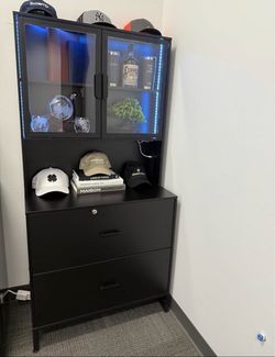 Filing Cabinet with outlets and shelves