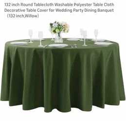 Willow green round tablecloth
