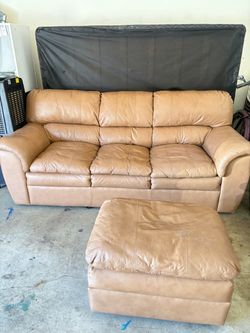 100% leather beige sofa
