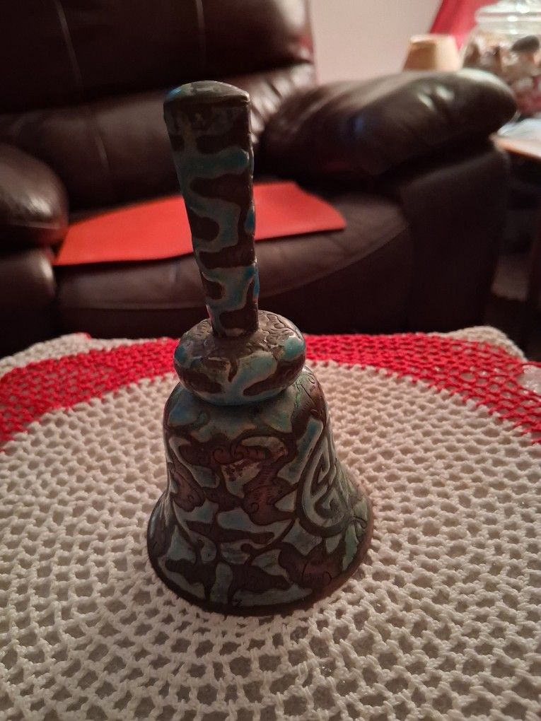 VINTAGE SILVER ORNATE ETCHED BELL VERY UNIQUE!