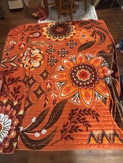 Boho Floral Quilted Throw Blanket