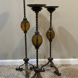 Decorative Iron Candle Holders (set Of 3)