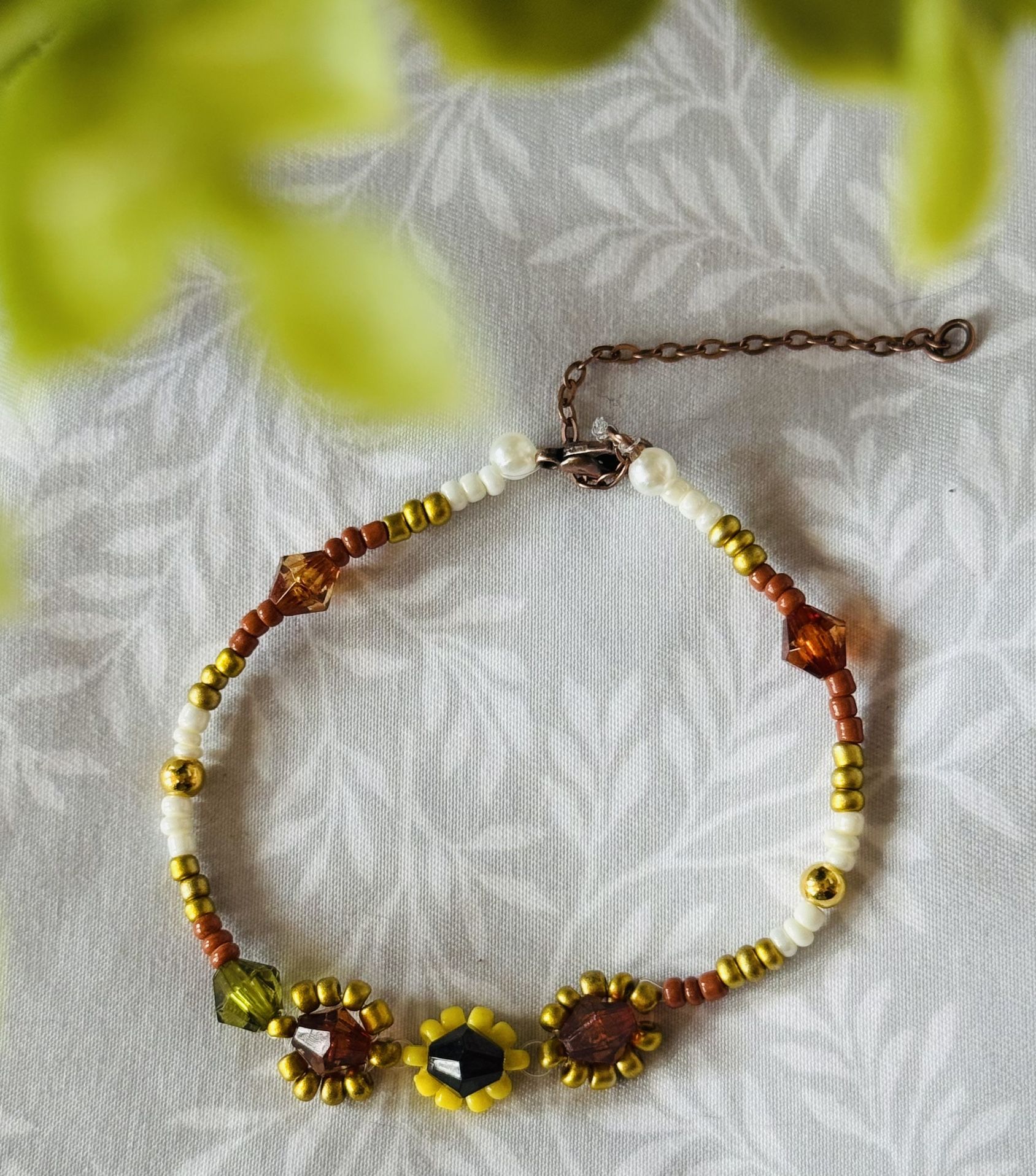 Handmade Sunflower Beaded Bracelet