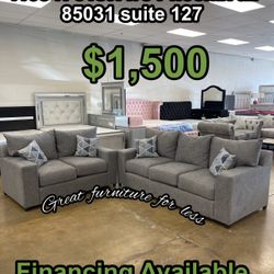 2 PCs Sofa And Loveseat Grey Brand New