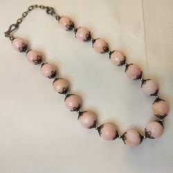 Vintage Pink Opal Sterling Silver Necklace