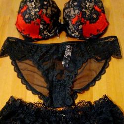 New Victoria Secret Underwire Push Up Bra Set 36c 