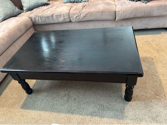 Solid Wood Dark Espresso Coffee Table with Storage Drawer