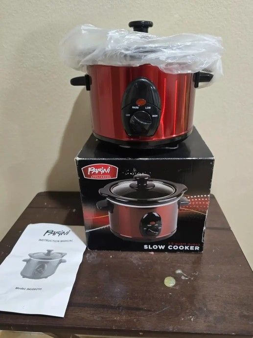 💥New PARINI Queso 1.5 Quart Slow Cooker Yellow & Black 3 Heat Settings Stoneware ( reseda ca)