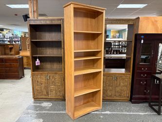 Natural Wood Tall Shaker Bookcase