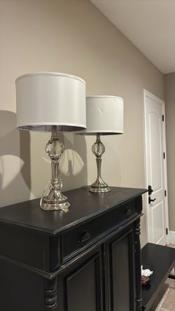 Modern nickel and crystal lamps set of 2