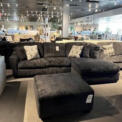 Grey 2pc Chaise sectional couch