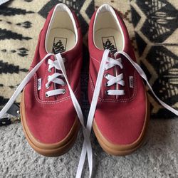 Red Vans, Low Rise Size 9 In Women’s, And Size 7.5 In Men’s.