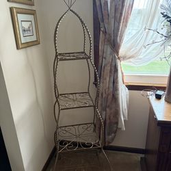 Vintage Brass 4-Tier Plant Stand – Ornate Twisted Metal Display Shelf