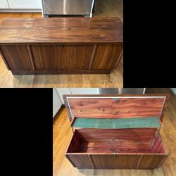 vintage Lane chest 45”W x 16” L x12” D * inner shelf is damaged