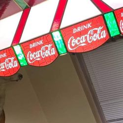 Vintage Coke Cola Stained Glass Hanging Light