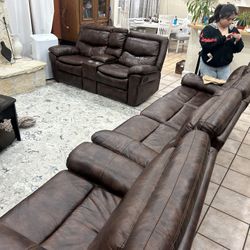 3pc Mohagonny Italian leather couch set