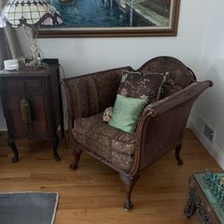 Antique Carved Chair Down Filled