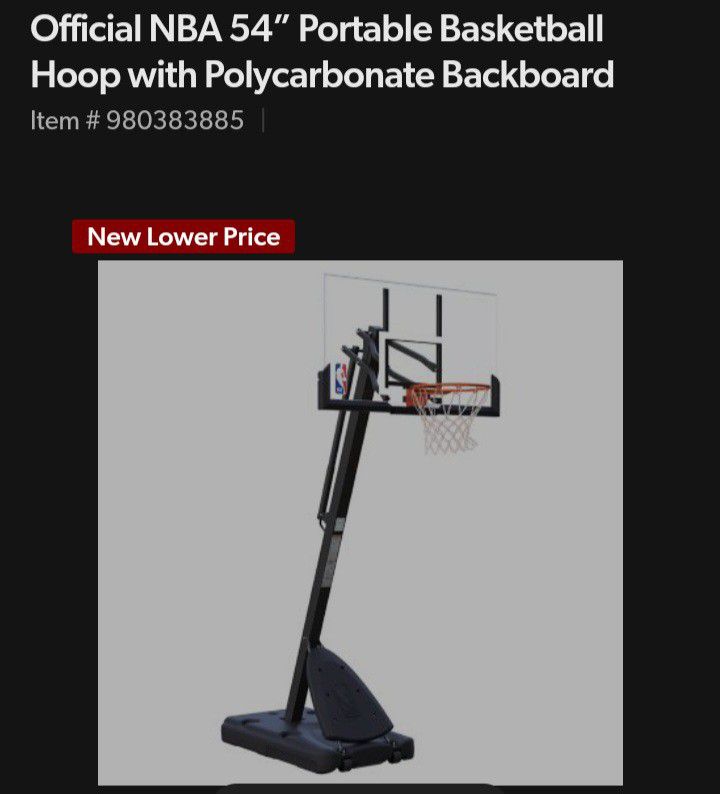 54 NBA Portable Basketball Hoop/ NO BASE