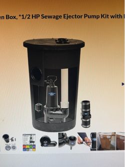 New Sewage Ejector Pump Kit with Basin