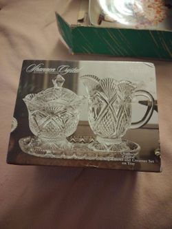 Shannon Crystal, Sugar Bowl And Tray.