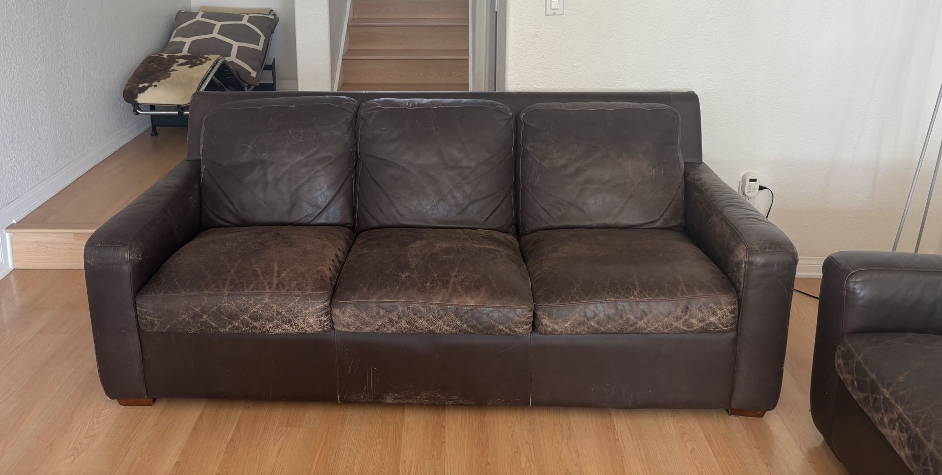 Macys brown leather couch