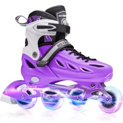 METROLLER Inline Skates for Girls and Boys, Women, Men 4 Sizes Adjustable Inline Skates with Light Up Wheels, Illuminating Beginner Skates for Kids & 