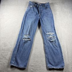 Levi’s Women’s 26 Blue Ribcage Straight Ankle Jeans Premium Distressed #2851