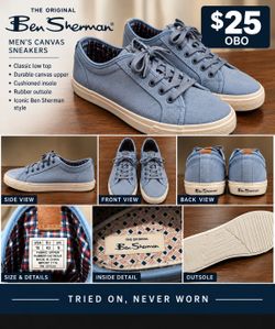 Ben Sherman Men’s Canvas Sneakers – Size 10 – Tried On, Never Worn