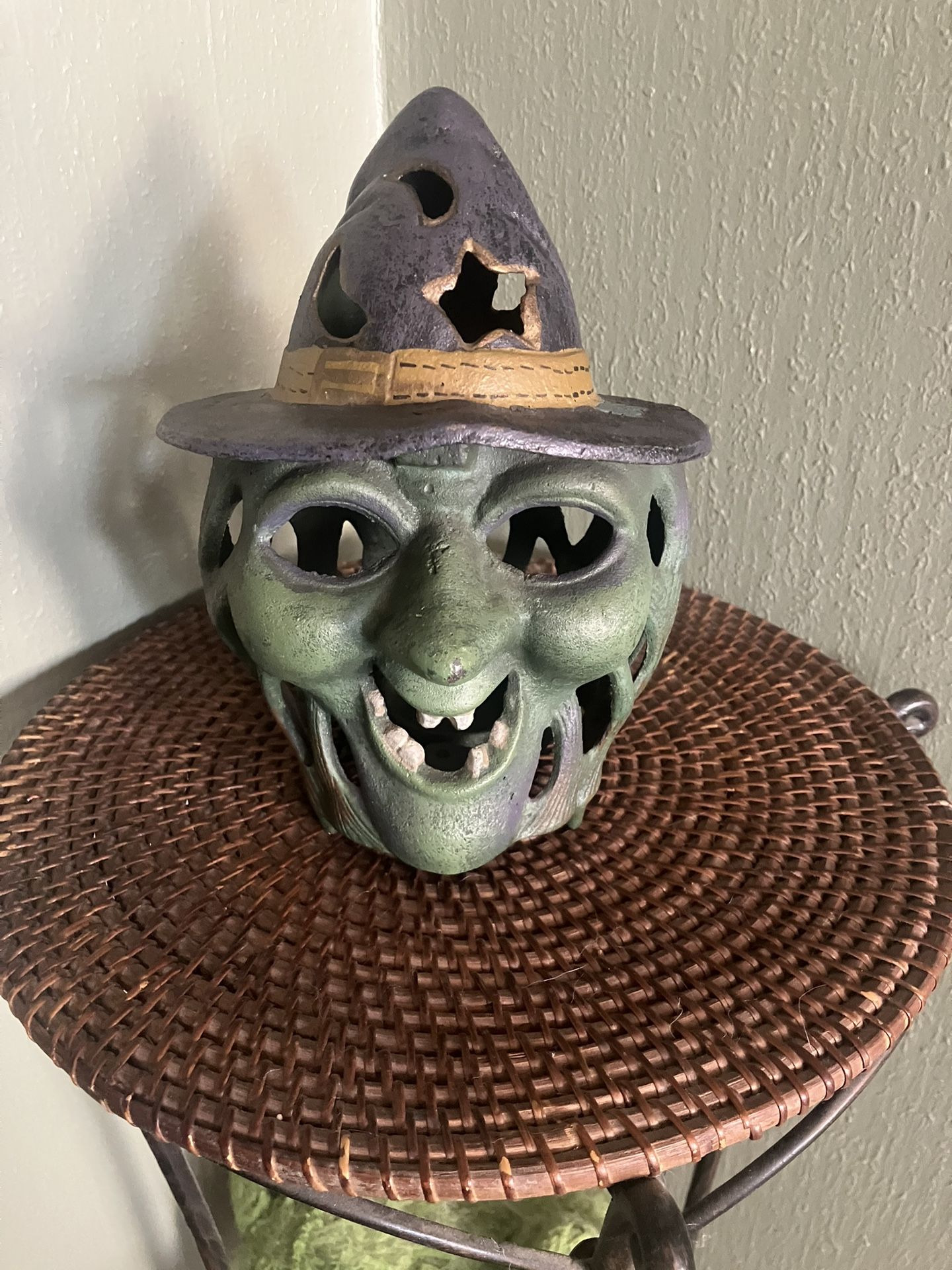 Vintage Cast Iron Witch Candle Holder