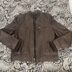 Women’s Truth Of Touch Brown Faux Leather Jacket Size L  