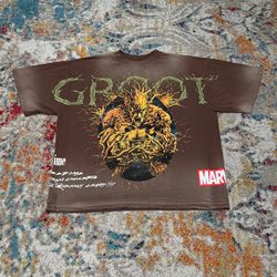 Civil Regime x Marvel Hero Elite Groot Washed Brown Tee