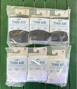 6 Brand new OS1st Thin Air Performance crew socks, size medium