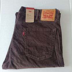 Levi's 505 Regular Fit Straight Leg Brown Corduroy Pants Men's Size 40 x 32