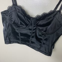 Satin Like Black Crop Top