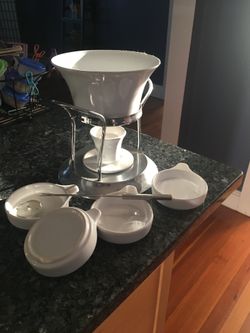 White Fondue Set
