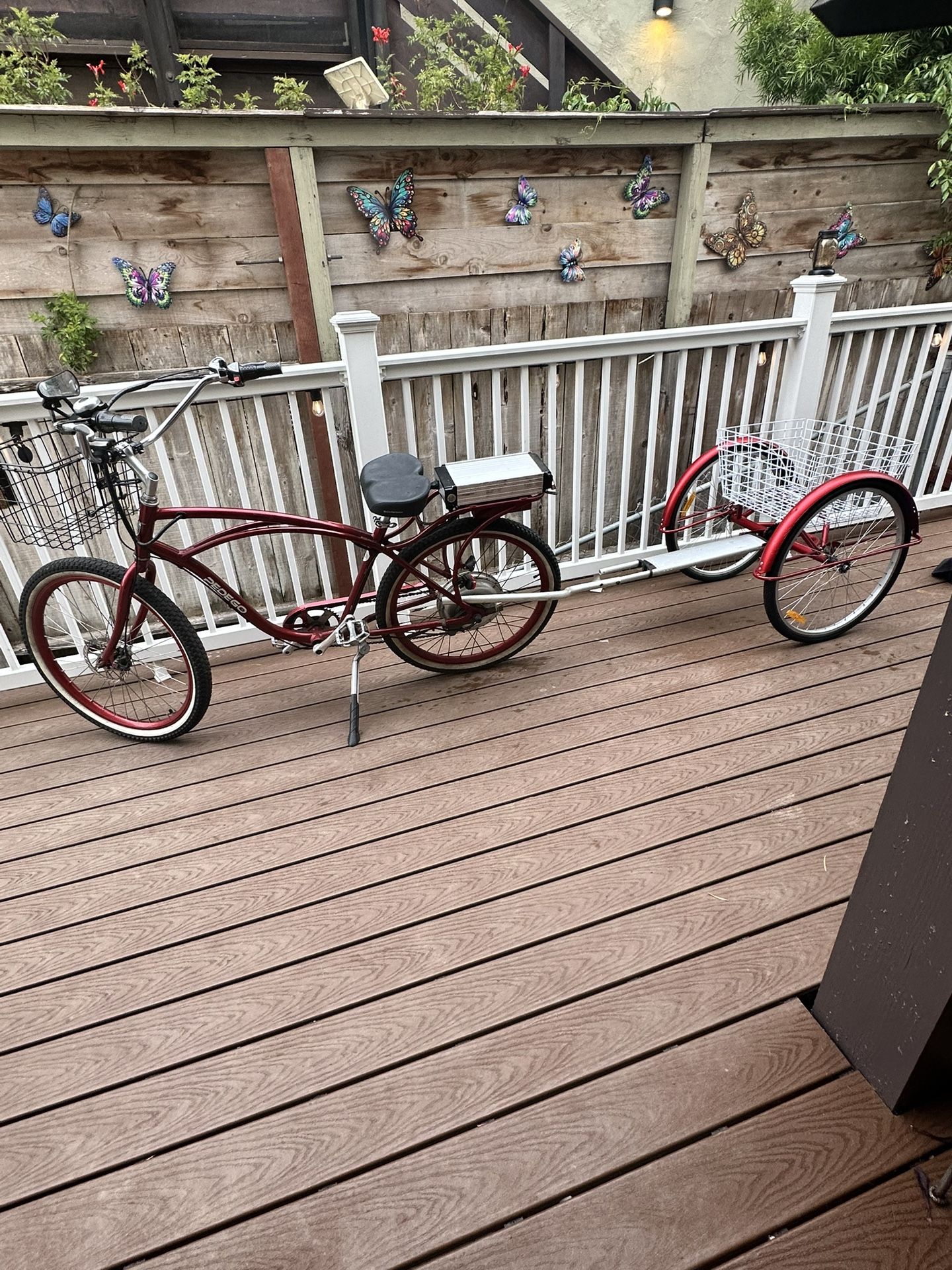 Pedego Custom E-bike and 2 Wheel Basket. Take Rear Wheel Off Bike And You Can Cruiser Have A Trike With A Big Basket.