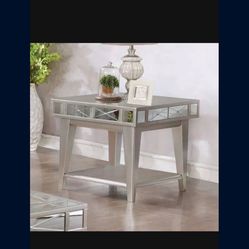 Grey And Mirror Side Table 