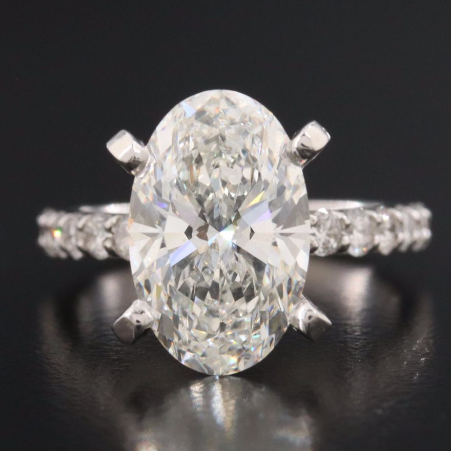 5.51 carat oval diamond 14k gold ring