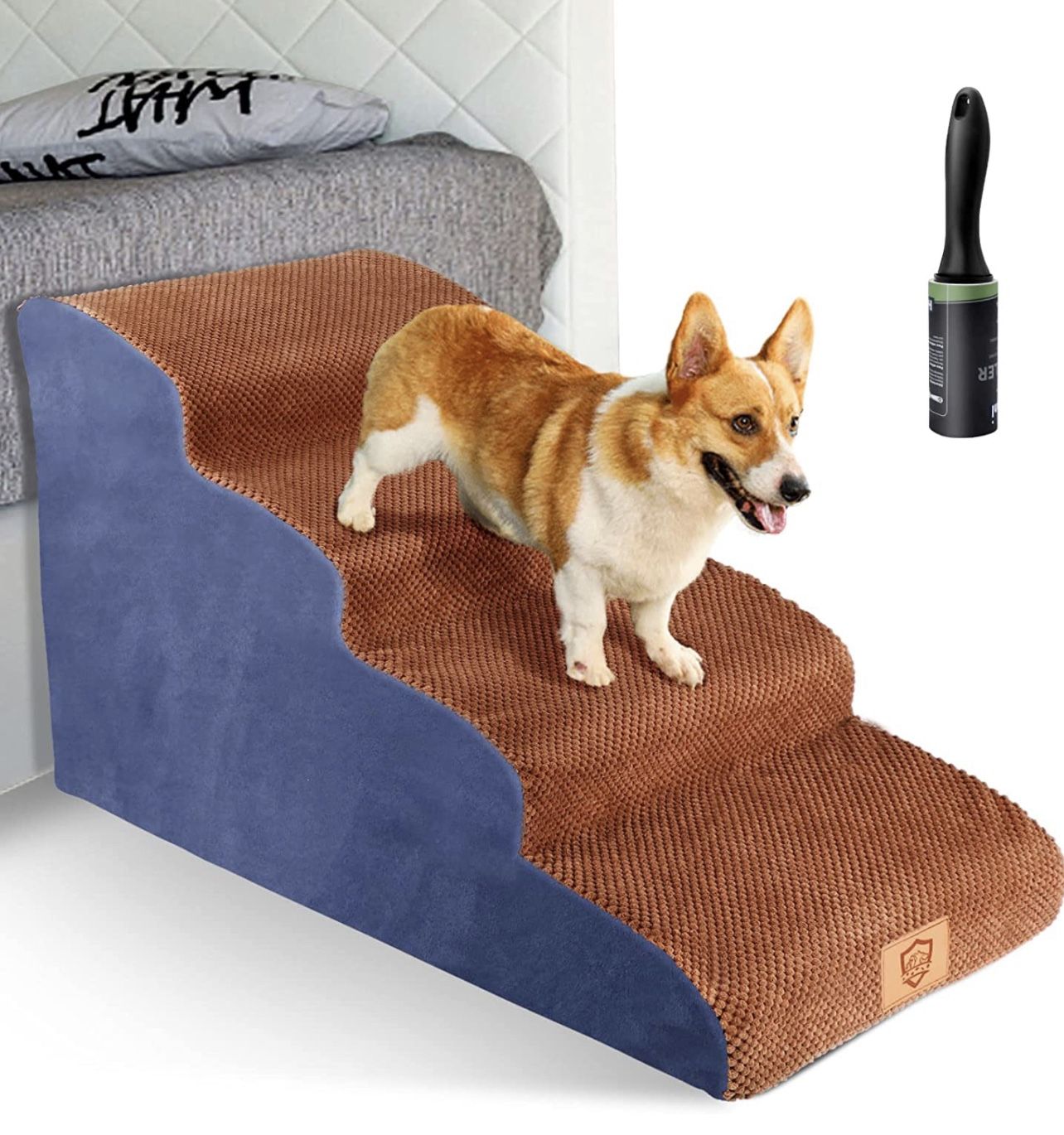 Topmart High Density Foam Dog Steps Tiers,Extra Wide Deep Pet