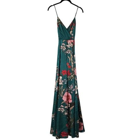 LULUS Still the One Emerald Green Floral Print Satin Maxi Dress Small -  tzaid.sa