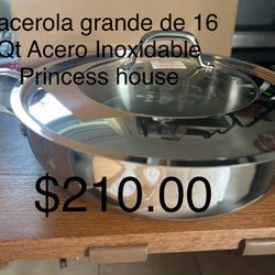 Cacerola Grande De 16 Qt Acero Inoxidable 👉 Princess house todo Nuevo y con caja 📦