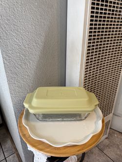 Princess House Recipiente Con Tapadera Verde Para Hornear De Crystal Fantasia.