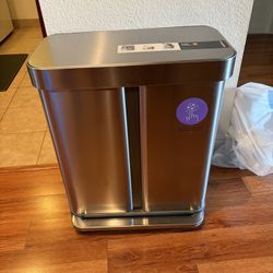 Simplehuman 58L Dual Trash Can (Trash + Recycling) – Stainless Steel