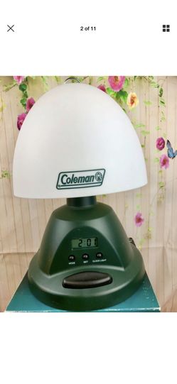 1999 Coleman Deluxe Table Lamp Battery Operated Clock Alarm Camping Light