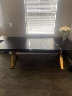 Solid Wood and Brass- Real Wood- Seats 6